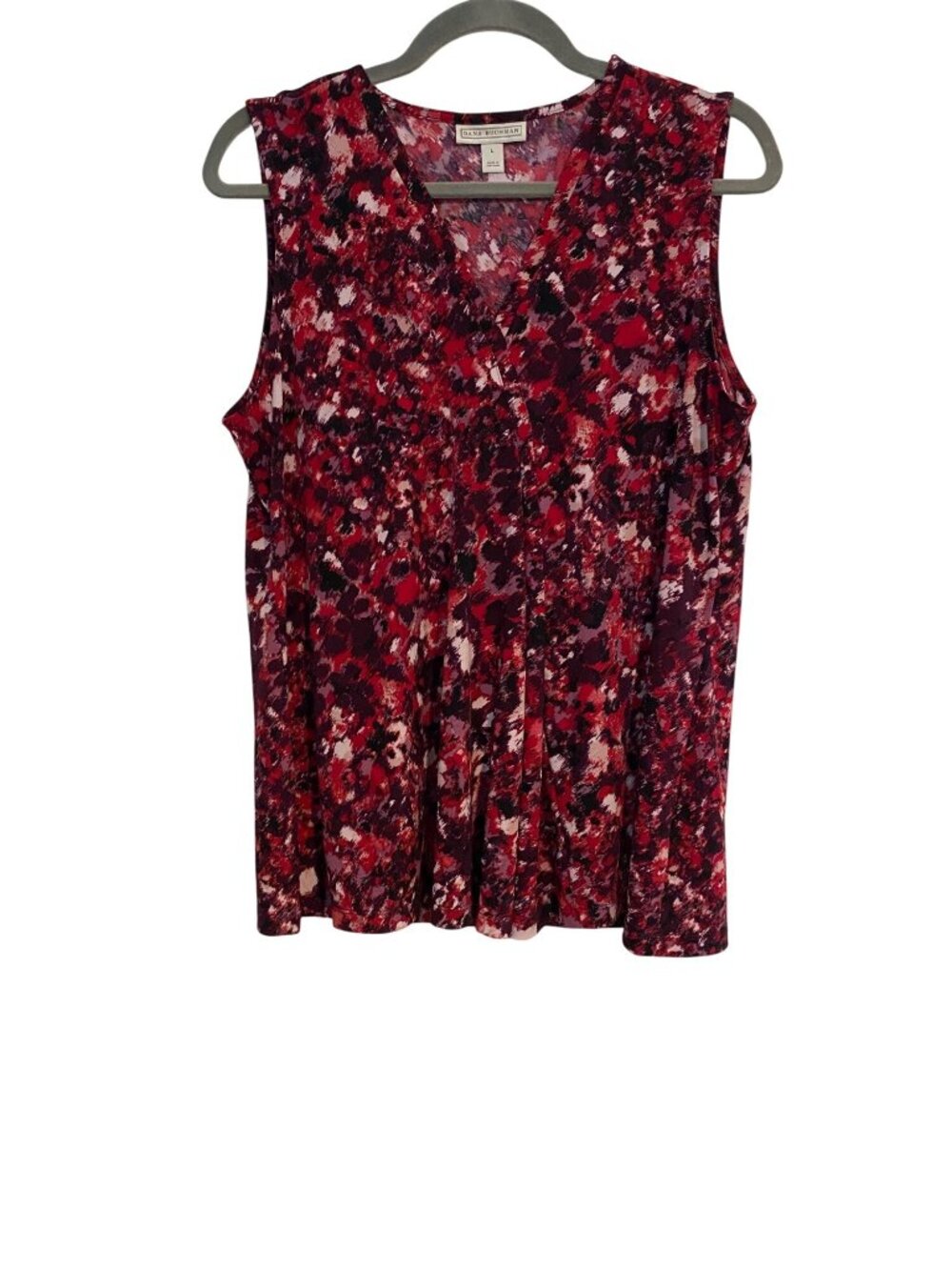 Dana Buchman Women's L Multicolor Blouse Sleeveless Abstract Print Preppy Office